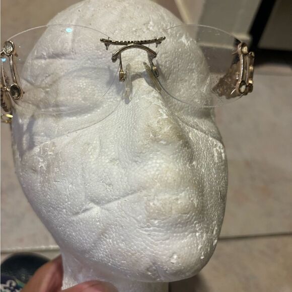 Vintage glasses crystal prescription rhinestone circle wide frame diamond y2k - Picture 1 of 4